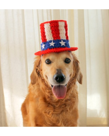 Patriotic Uncle Sam Crochet Dog Top Hat
