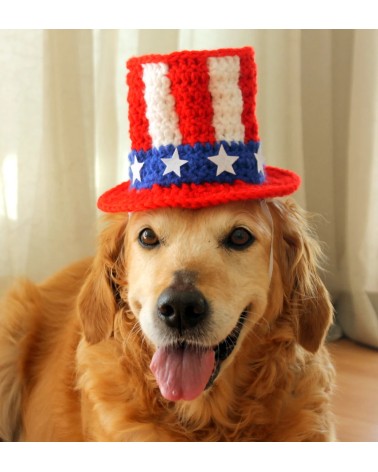Patriotic Uncle Sam Crochet Dog Top Hat