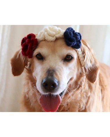 Patriotic Floral Crochet Dog Flower Crown