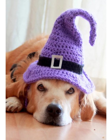 Purple Crochet Witch Hat for Dogs