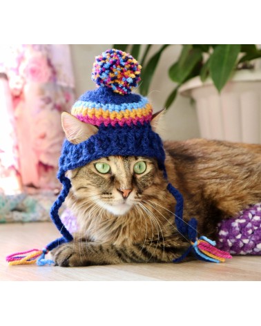 Pom-Pom Crochet Cat Hat