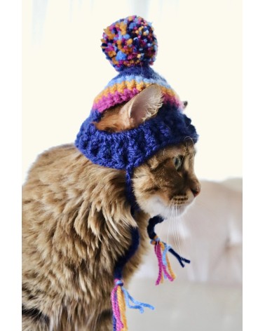 Pom-Pom Crochet Cat Hat
