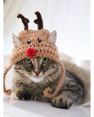 Reindeer Crochet Cat Hat