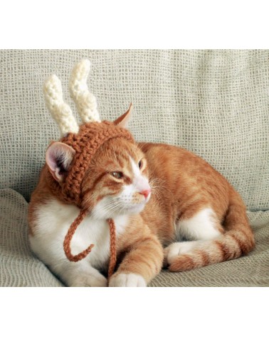 Deer Antlers Crochet Cat Hat