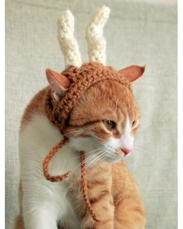 Deer Antlers Crochet Cat Hat