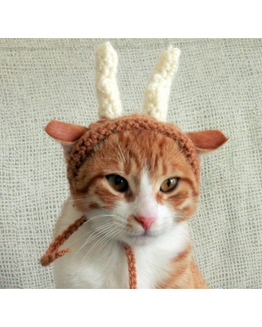 Deer Antlers Crochet Cat Hat